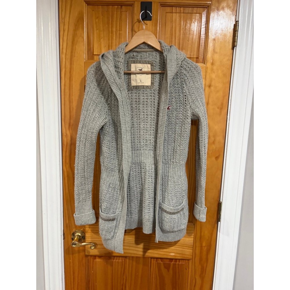 Hollister Hooded Wool Blend Cardigan L Bella Swan Babydoll Cozy Gray